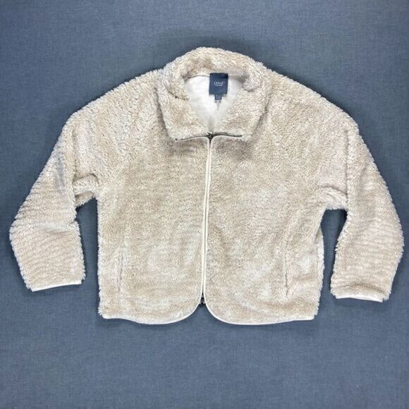 Lysse Fleece Jacket Womens Sz L Beige Elora Sherpa Full Zip Cozy Teddy Bear Coat - Picture 2 of 16